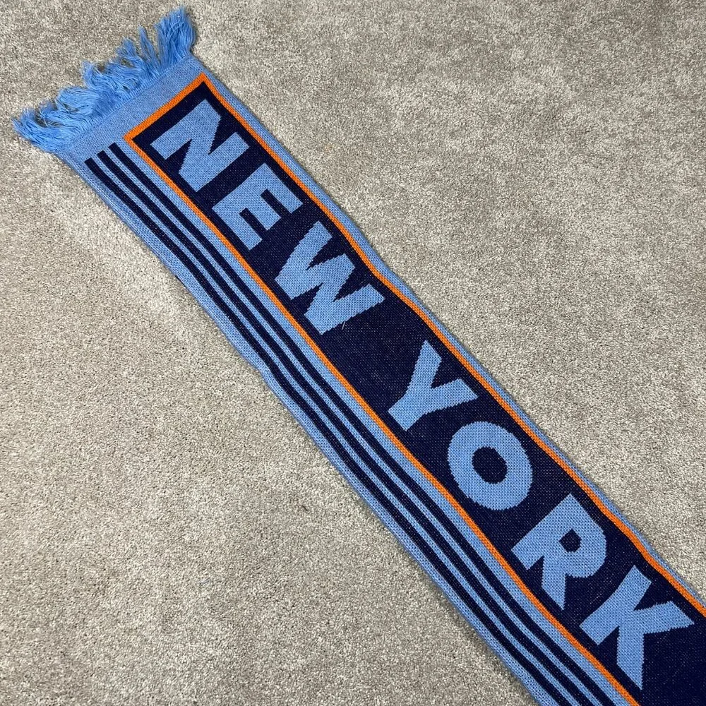 Adidas Unisex‎ OSFA Blue Winter Fringe New York City FC Soccer MLS Scarf NWT